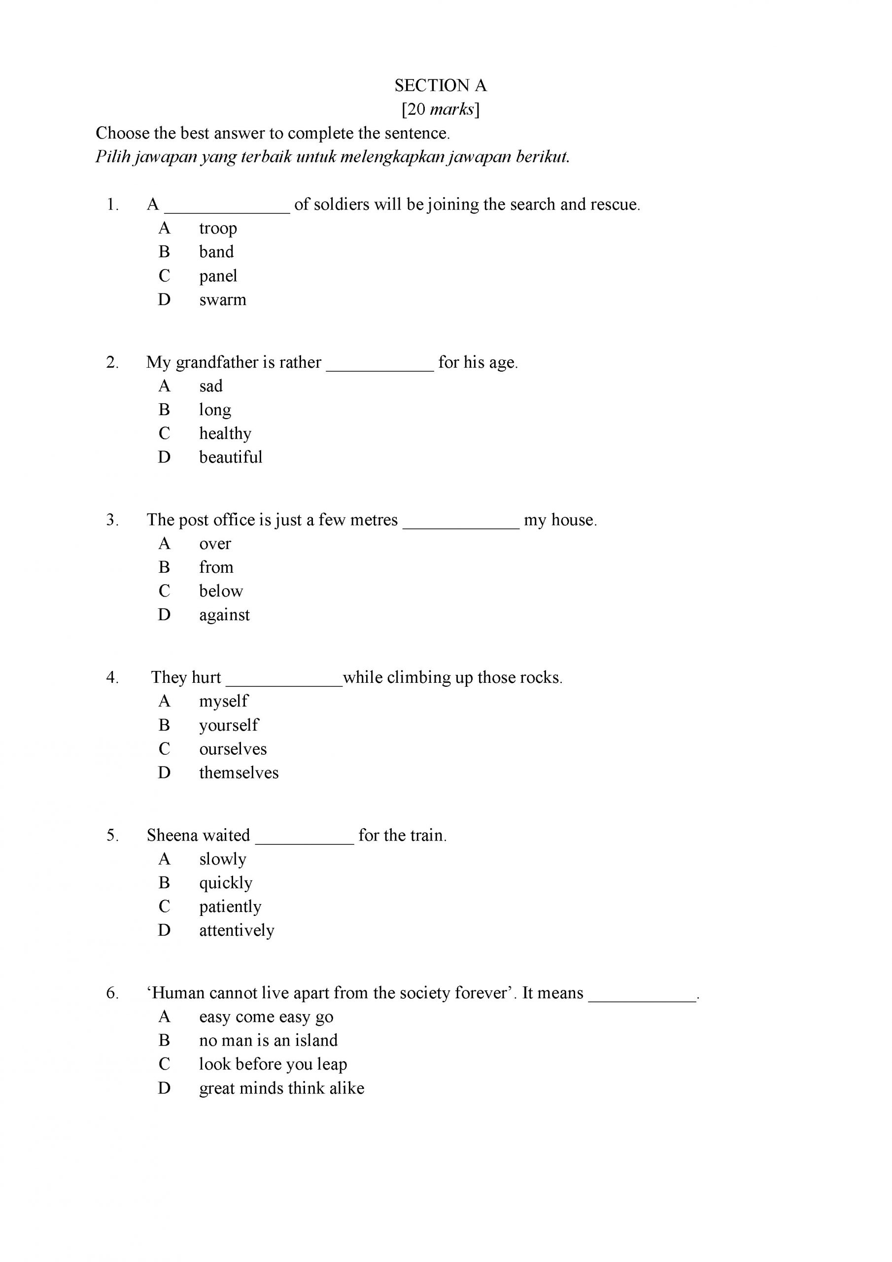 Latih Tubi Latihan Bahasa Inggeris Tahun 3