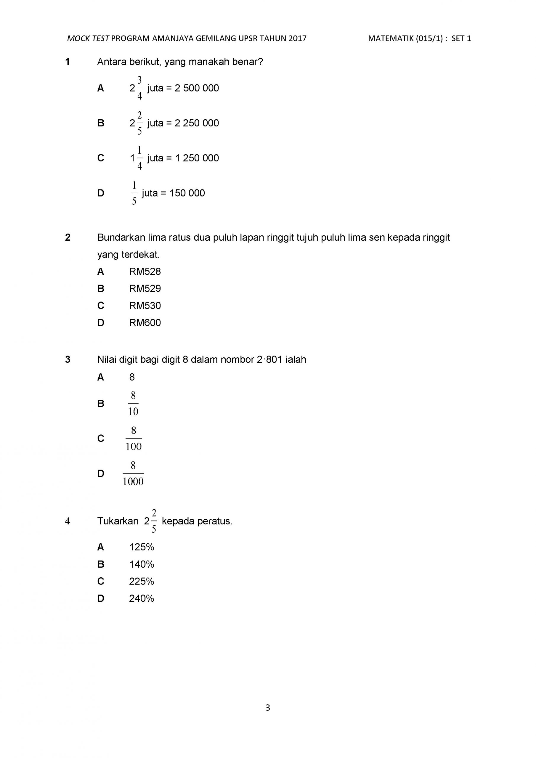 Latih Tubi UPSR Matematik - TCER.MY