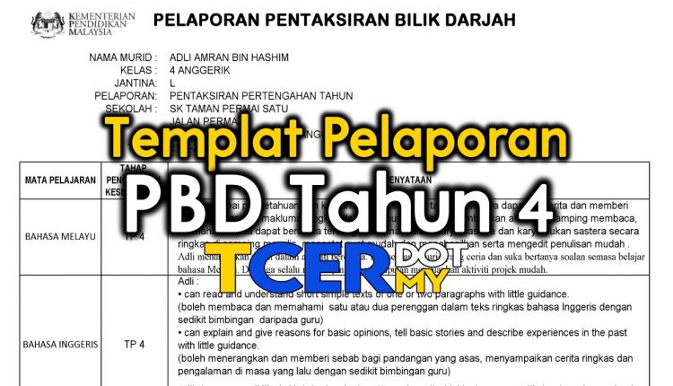 Templat Pelaporan PBD Tahun 4  TCER.MY