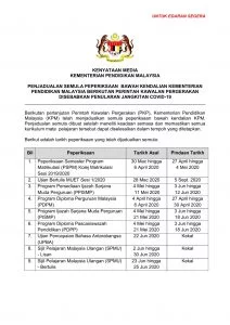 Peperiksaan di Jadualkan Semula Susulan PKP 1 Peperiksaan di Jadualkan Semula Susulan PKP 1