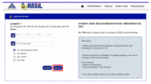Panduan Permohonan No Pin dan Log In Kali Pertama ke LHDN Online 1