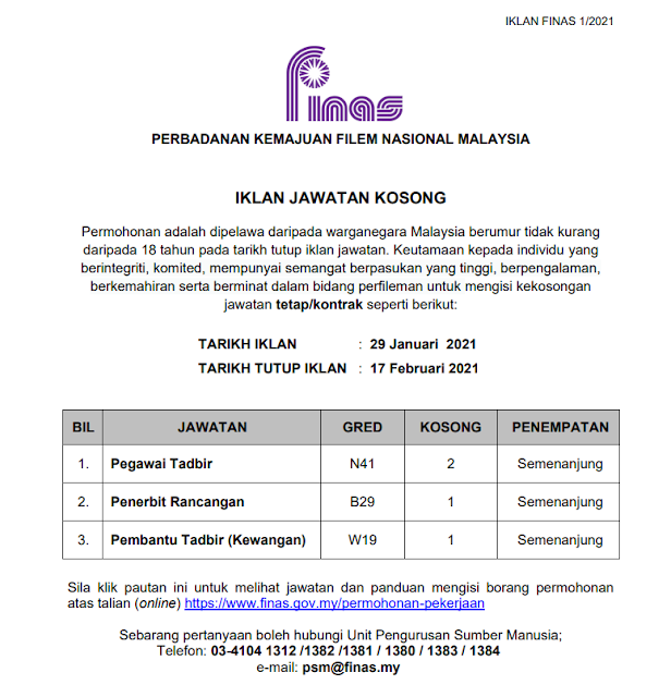 Jawatan Kosong Finas