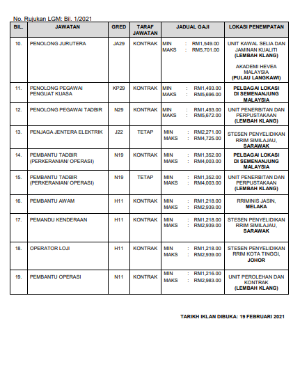 Jawatan kosong di Lembaga Getah Malaysia 2 Jawatan kosong di Lembaga Getah Malaysia