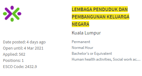 Jawatan kosong di LPPKN (Lembaga Penduduk Dan Pembangunan Keluarga Negara) 1 Jawatan kosong di LPPKN