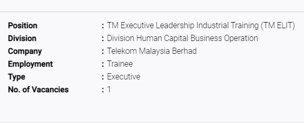 Jawatan kosong di Telekom Malaysia (TM) 1 Jawatan kosong di Telekom Malaysia (TM)