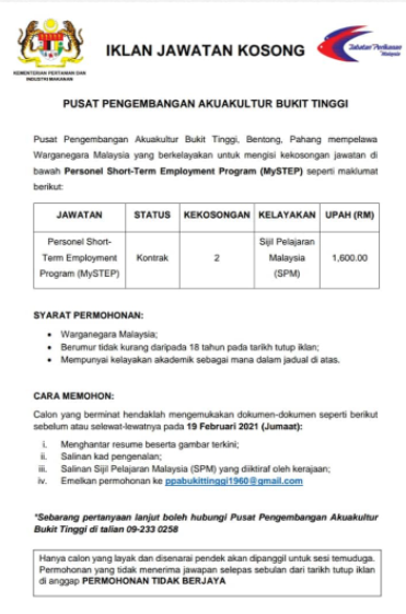 Jawatan kosong di jabatan perikanan Malaysia