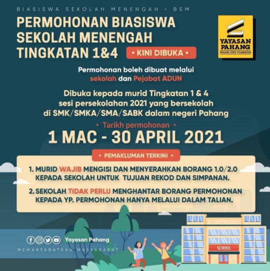 Biasiswa Sekolah Menengah (BSM) untuk membantu murid-murid sekolah menengah