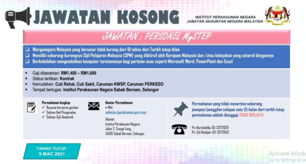 Jawatan Kosong Di Institut Perakaunan Negara - TCER.MY