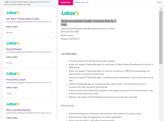 Jawatan kosong di Lotuss Stores Malaysia Sdn Bhd 1 Jawatan kosong di Lotuss Stores Malaysia Sdn Bhd