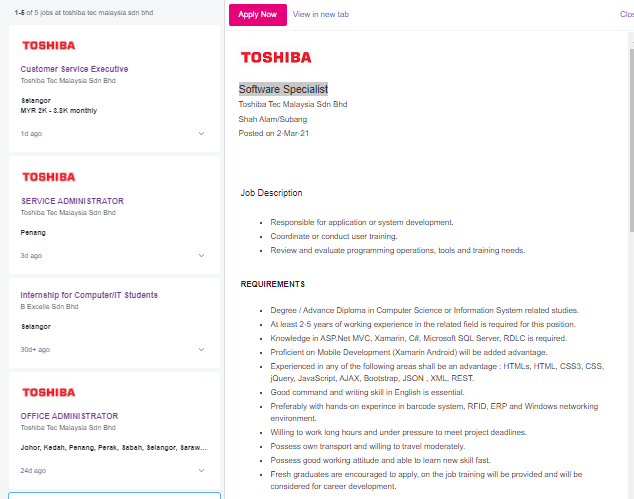 Jawatan kosong di Toshiba Tec Malaysia Sdn Bhd 1 Jawatan kosong di Toshiba Tec Malaysia Sdn Bhd