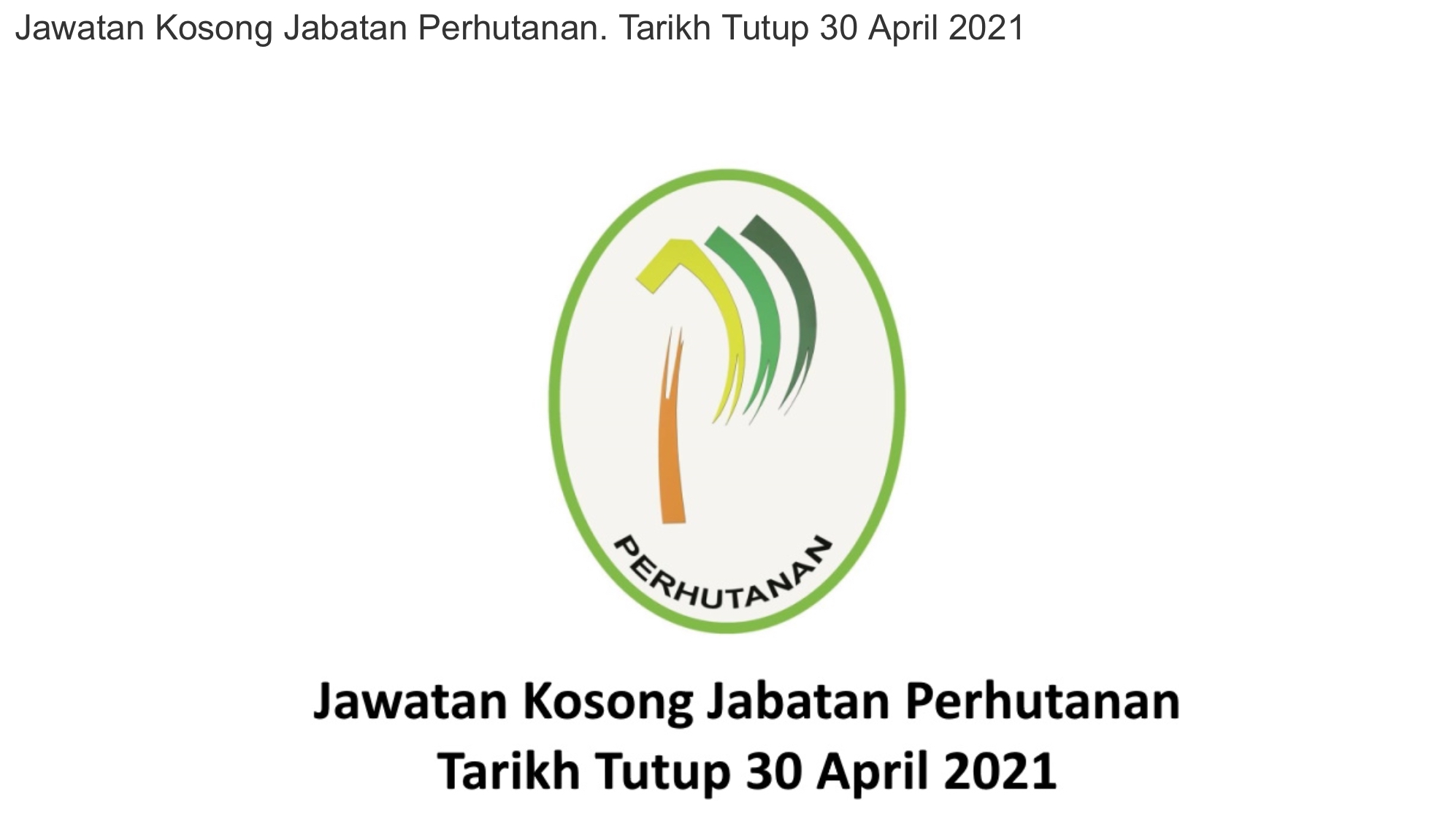 Jabatan Kosong Di Jabatan Perhutanan 