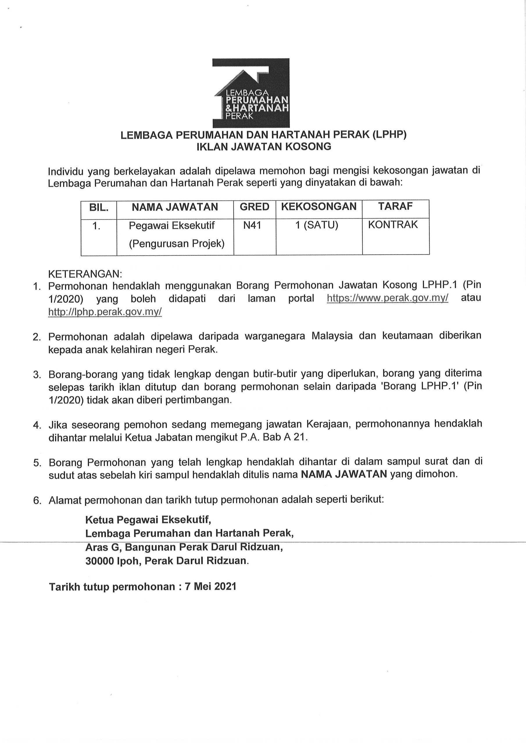 Jawatan kosong di Lembaga Perumahan Dan Hartanah Perak