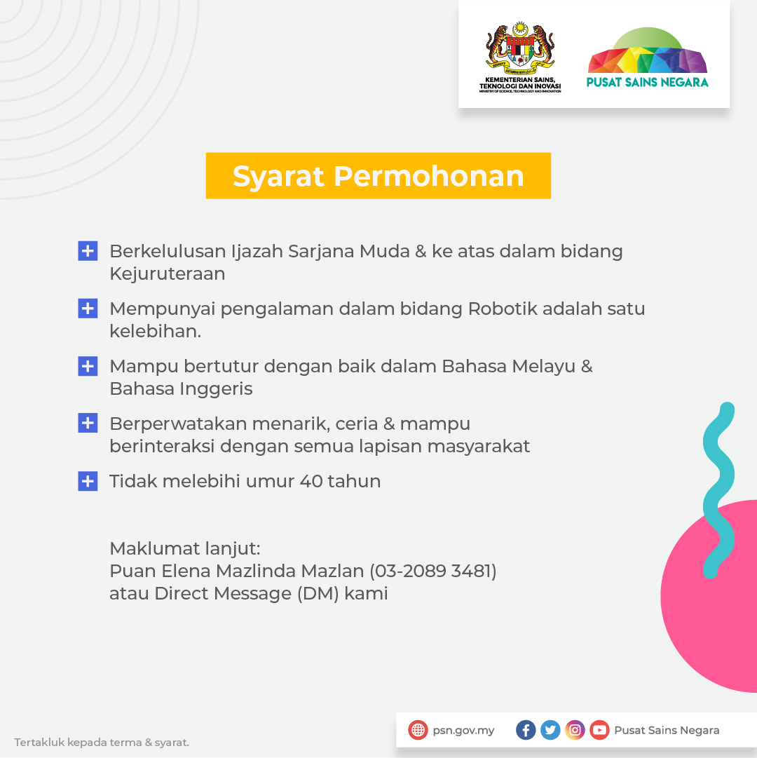 Jawatan kosong di Pusat Sains Negara 2 Jawatan kosong di Pusat Sains Negara