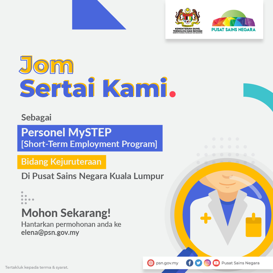Jawatan kosong di Pusat Sains Negara 1 Jawatan kosong di Pusat Sains Negara