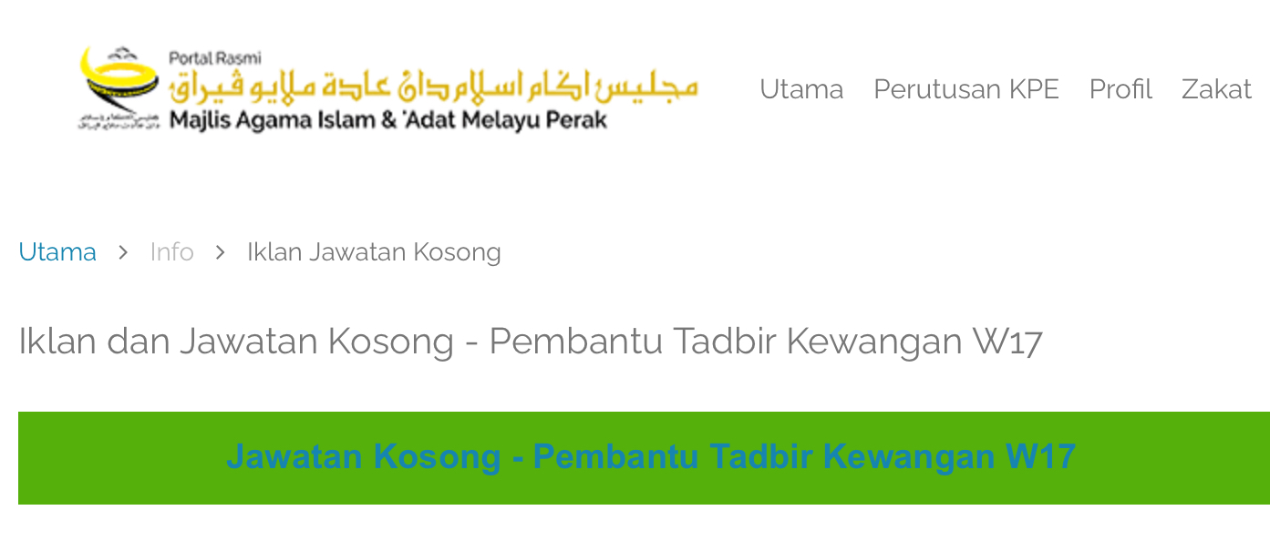 Jawatan Kosong Di Majlis Agama Islam Dan Adat Melayu Perak 1 Jawatan Kosong Di Majlis Agama Islam Dan Adat Melayu Perak