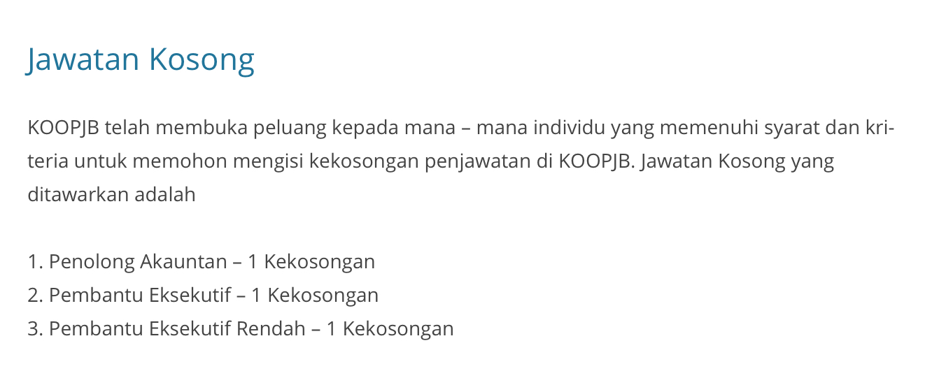 Jawatan Kosong Di Koperasi Pegawai Kerajaan Daerah Johor Berhad