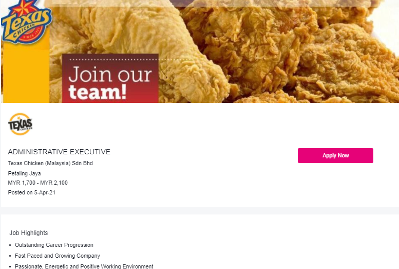 Jawatan kosong di Texas Chicken Malaysia Sdn Bhd 1 Jawatan kosong di Texas Chicken Malaysia Sdn Bhd