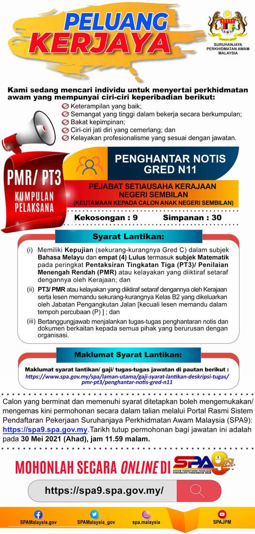 Jawatan kosong di Suruhanjaya Perkhidmatan Awan Malaysia