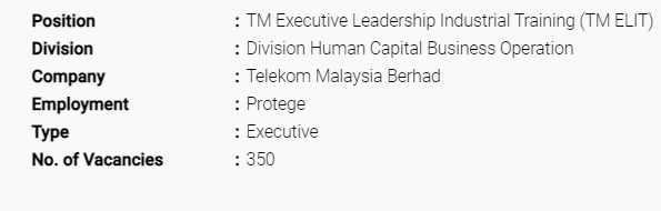 Jawatan kosong di Telekom Malaysia (TM)