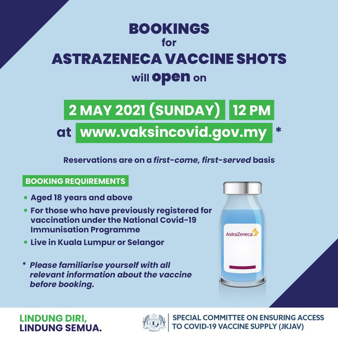 Permohonan Slot Daftar Vaksin AstraZeneca 1 slot