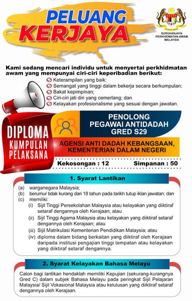 Kekosongan jawatan Di Agensi Anti Dadah Kebangsaan (AADK)