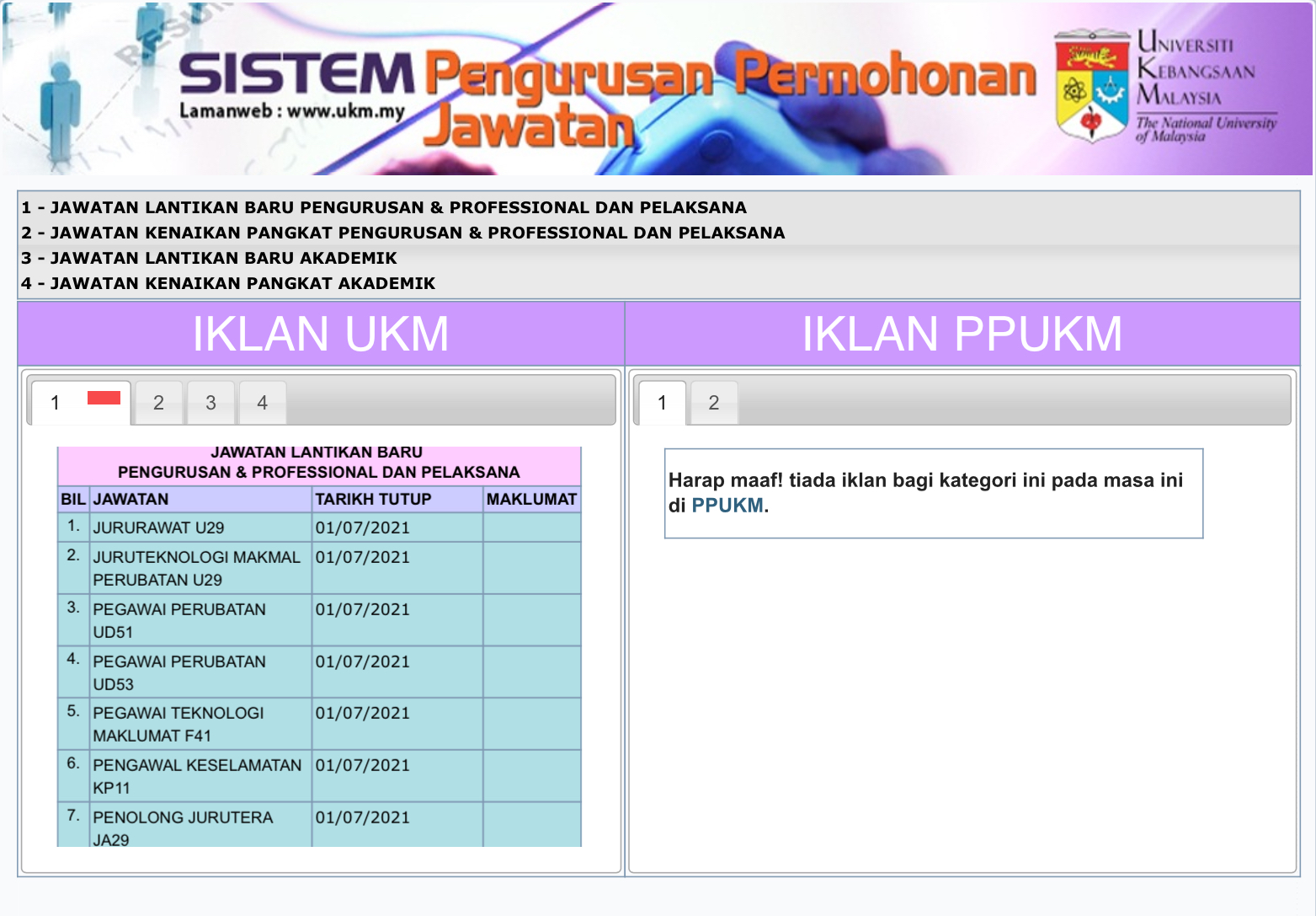 Jawatan Kosong Universiti Kebangsaan Malaysia 1 Jawatan Kosong Universiti Kebangsaan Malaysia
