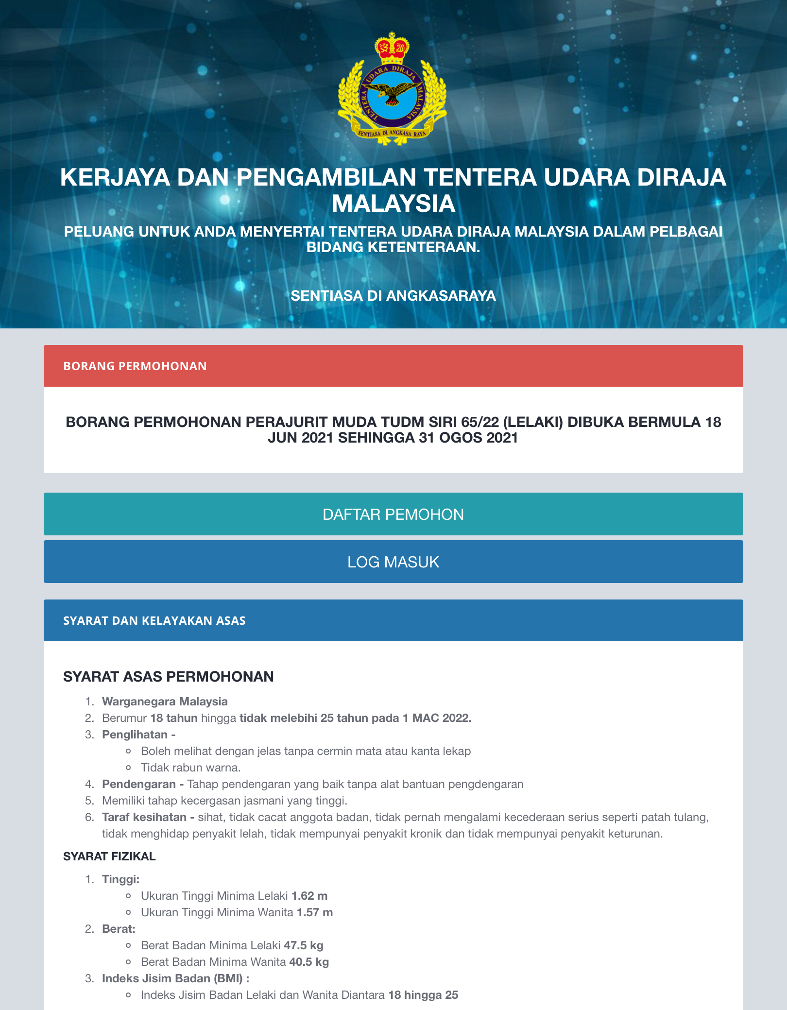 Jawatan Kosong Tentera Udara DiRaja Malaysia 1 Jawatan Kosong Tentera Udara DiRaja Malaysia