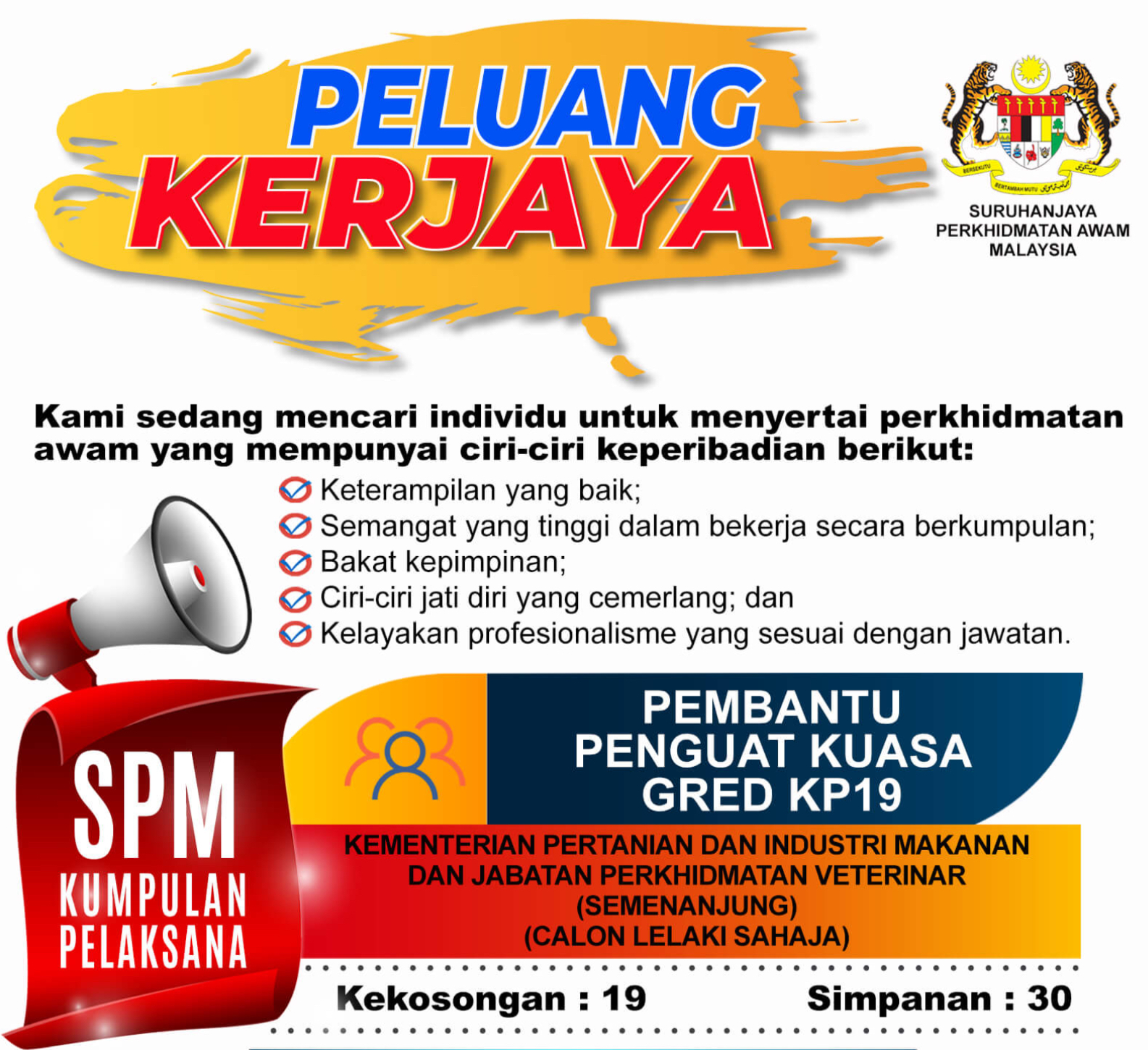 Jawatan Kosong Di Kementerian Pertanian Dan Industri Makanan Dan Jabatan Veterinar
