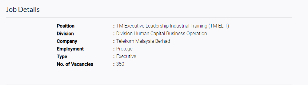 Jawatan kosong di Telekom Malaysia (TM)