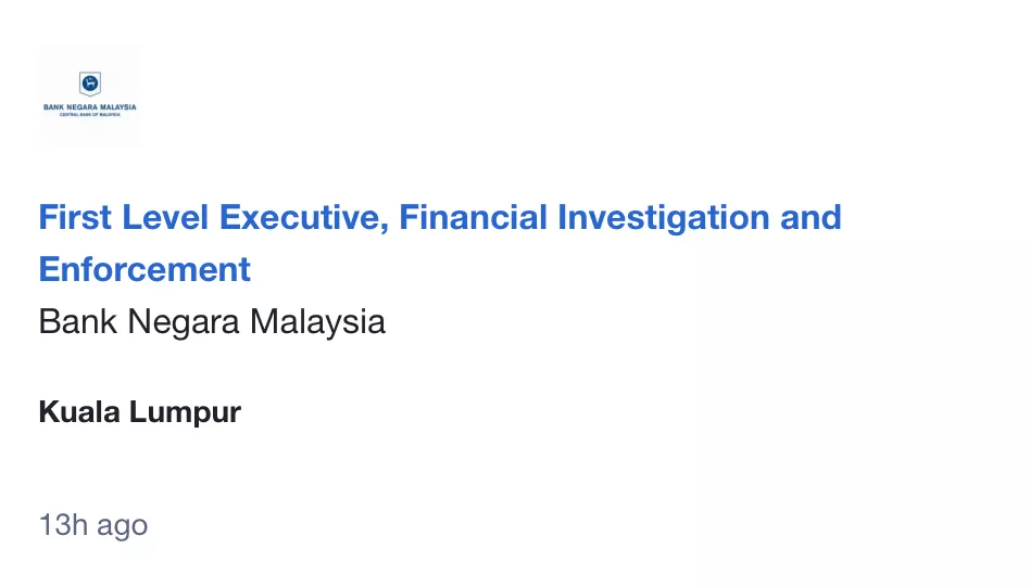Kerja Kosong di Bank Negara Malaysia 2 Kerja Kosong di Bank Negara Malaysia
