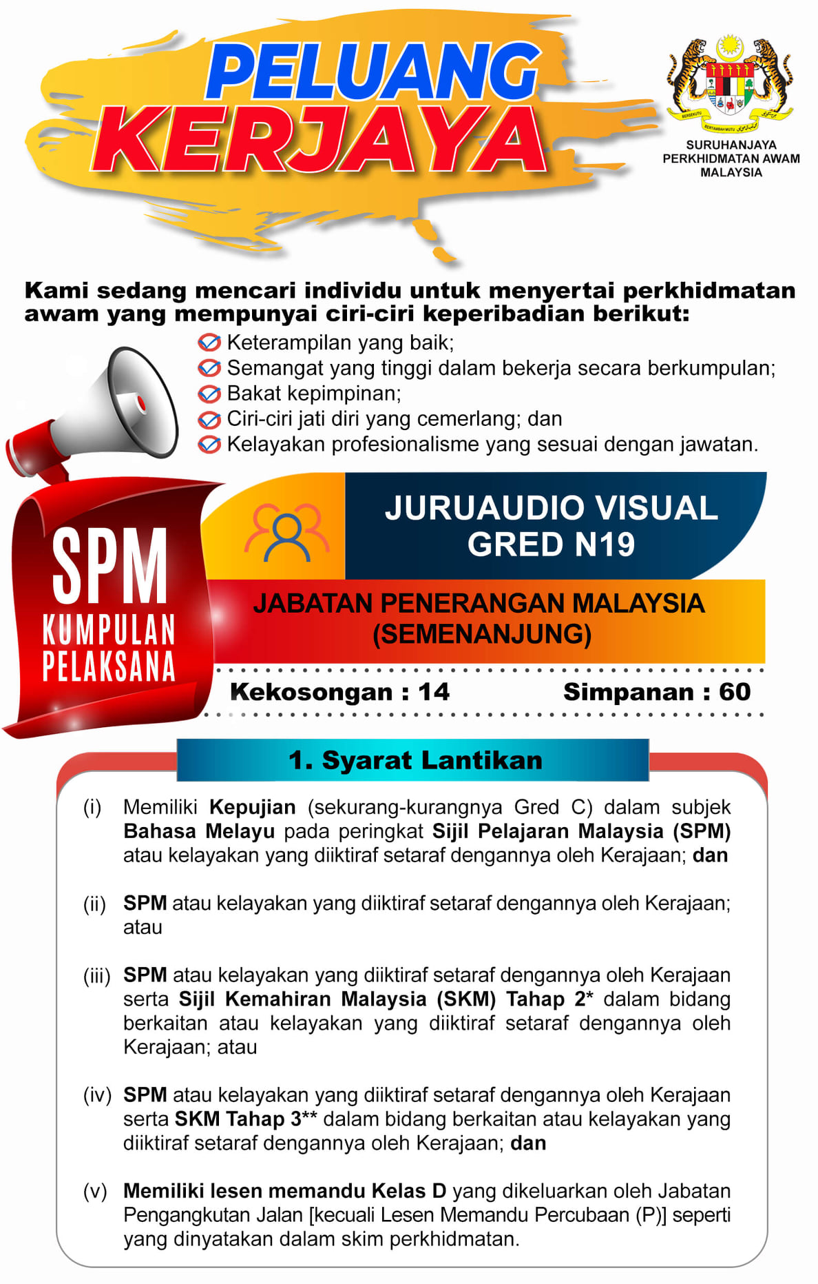 Kerja Kosong di jabatan Penerangan Malaysia (JPM)