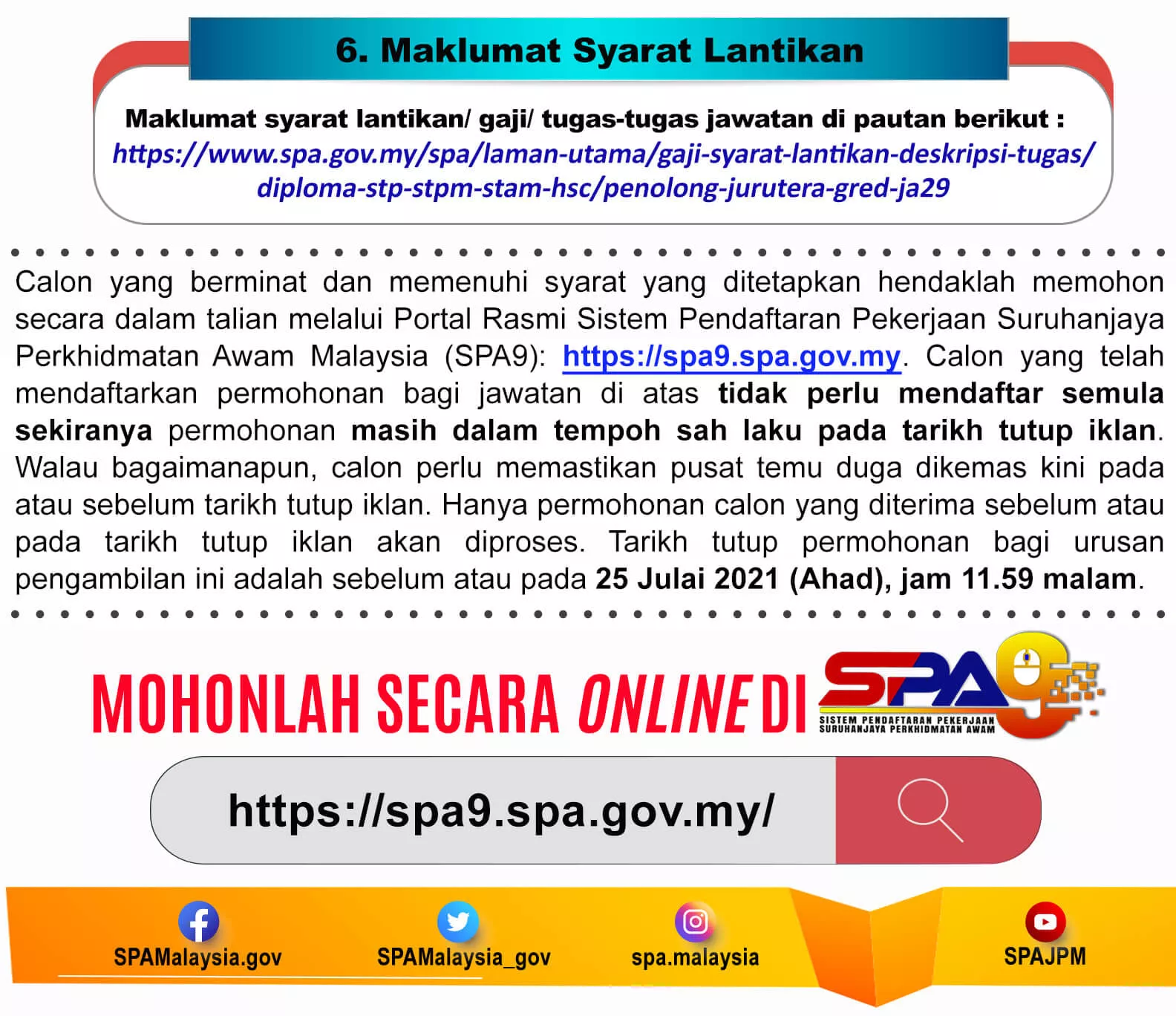 Kerja Kosong di Suruhanjaya Perkhidmatan Awam Malaysia (SPA) 5 Kerja Kosong di Suruhanjaya Perkhidmatan Awam Malaysia (SPA)