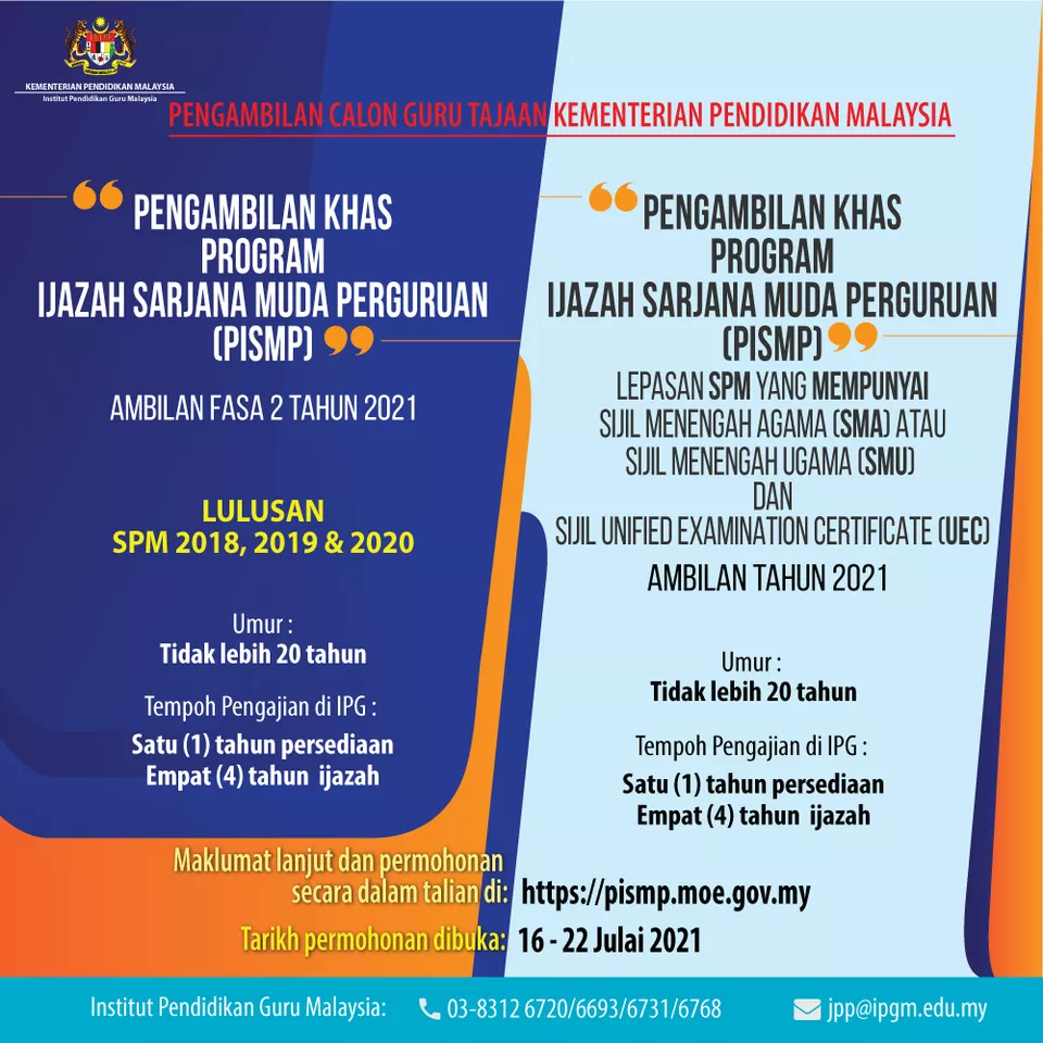 PERMOHONAN IPG 2021 LEPASAN SPM 