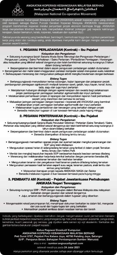 Kerja Kosong di Angkatan Koperasi Malaysia Berhad (ANGKASA) 