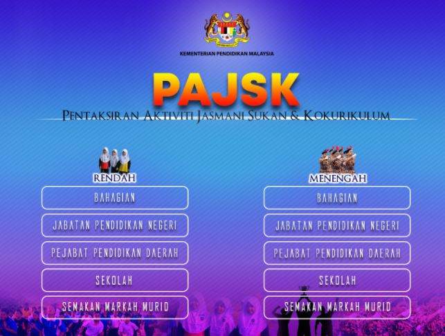 PAJSK LOGIN SISTEM PENTAKSIRAN AKTIVITI JASMANI 2 pajsk