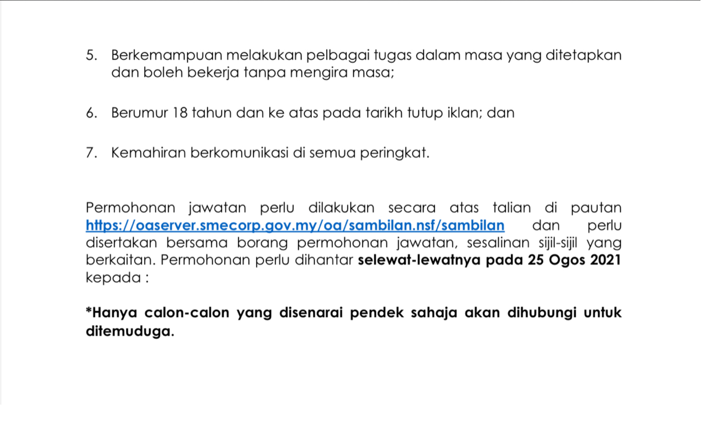 Kerja Kosong Di SME Corporation Malaysia