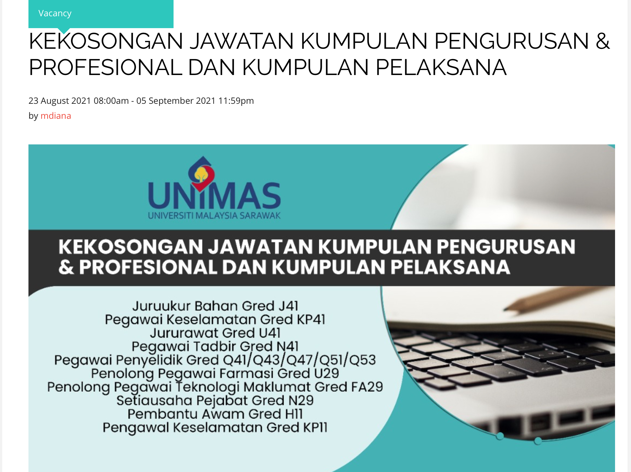 Kerja Kosong Di Universiti Malaysia Sarawak