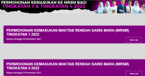 Permohonan kemasukan ke MRSM 2022