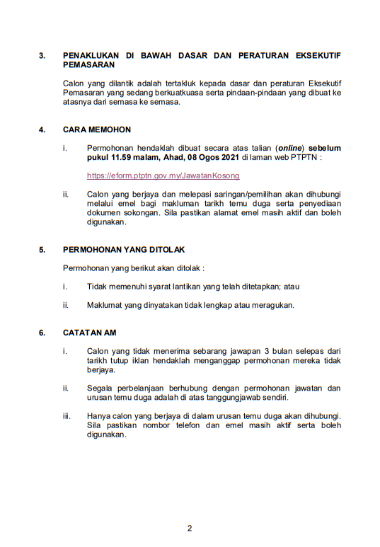 Kerja Kosong di Perbadanan Tabung Pendidikan Tinggi Nasional (PTPTN)