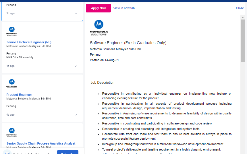 Kerja Kosong di Motorola Solutions Malaysia Sdn Bhd
