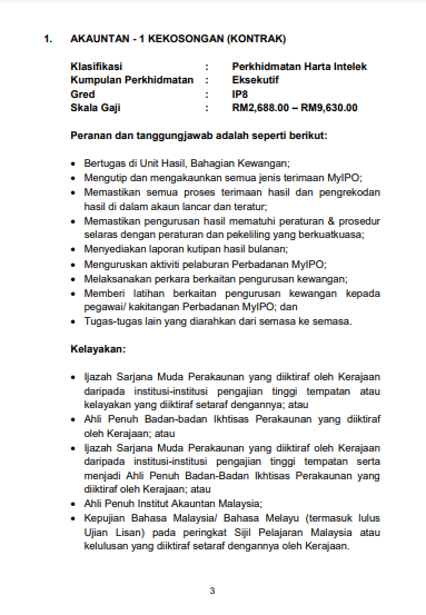 Kerja Kosong di Perbadanan Harta Intelek Malaysia (MyIPO)