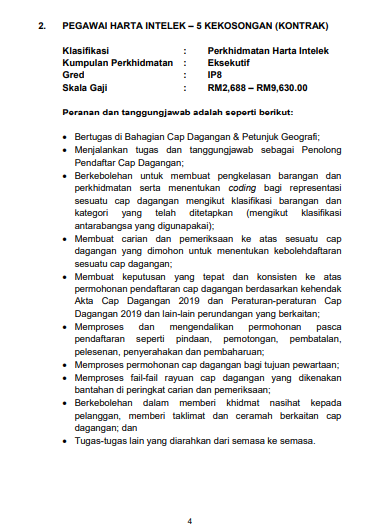 Kerja Kosong di Perbadanan Harta Intelek Malaysia (MyIPO)