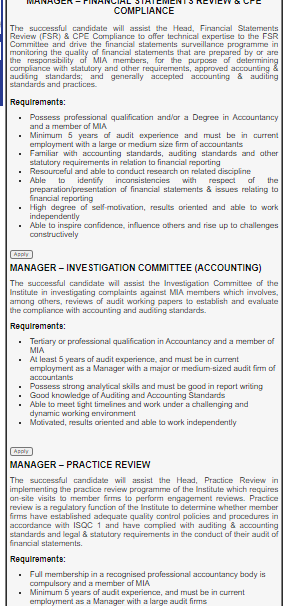Kerja Kosong di Institut Akauntan Malaysia (MIA)
