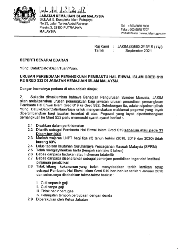 Kerja Kosong Di Jabatan Kemajuan Islam Malaysia 