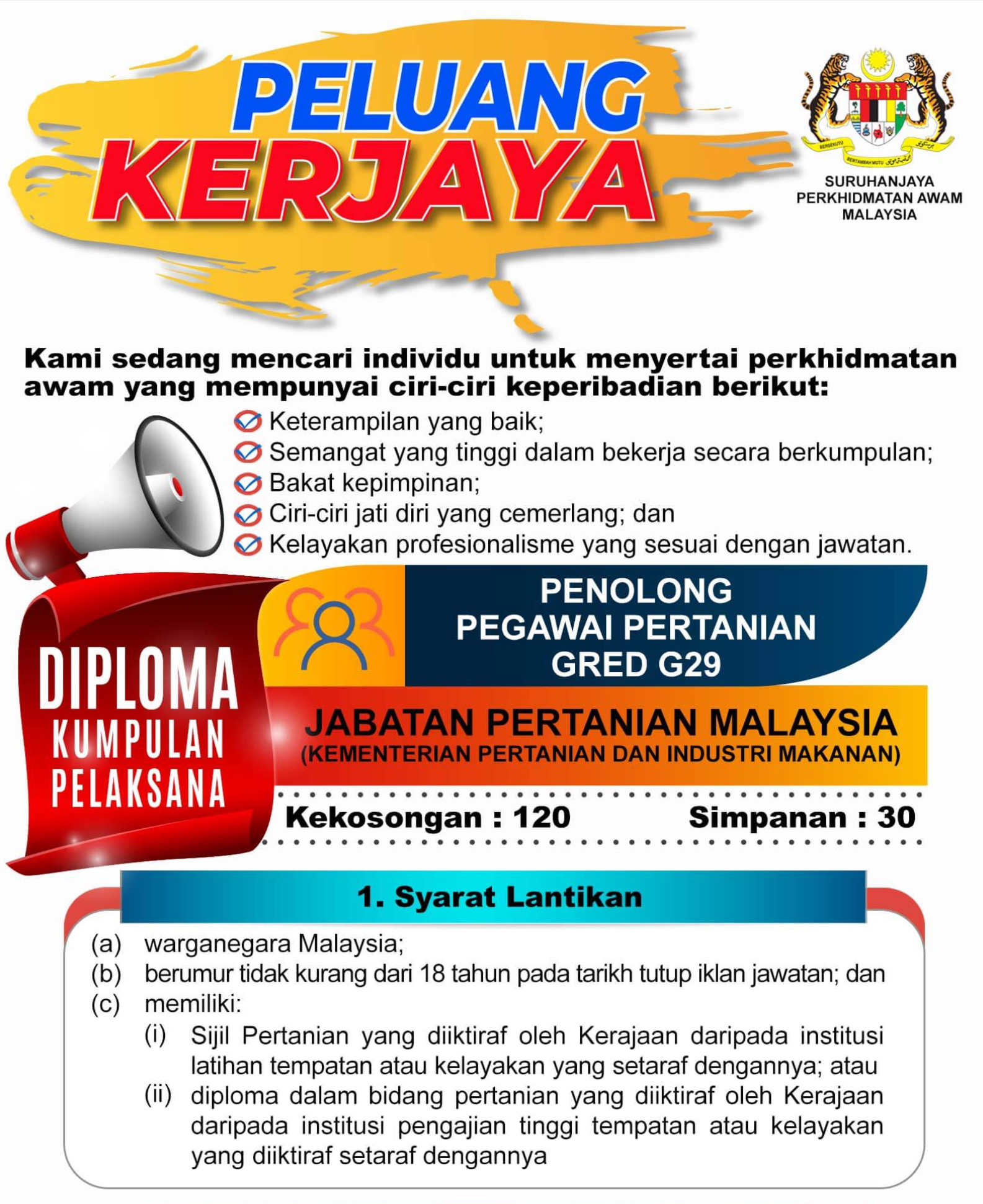 Kerja Kosong Di Jabatan Pertanian Malaysia 