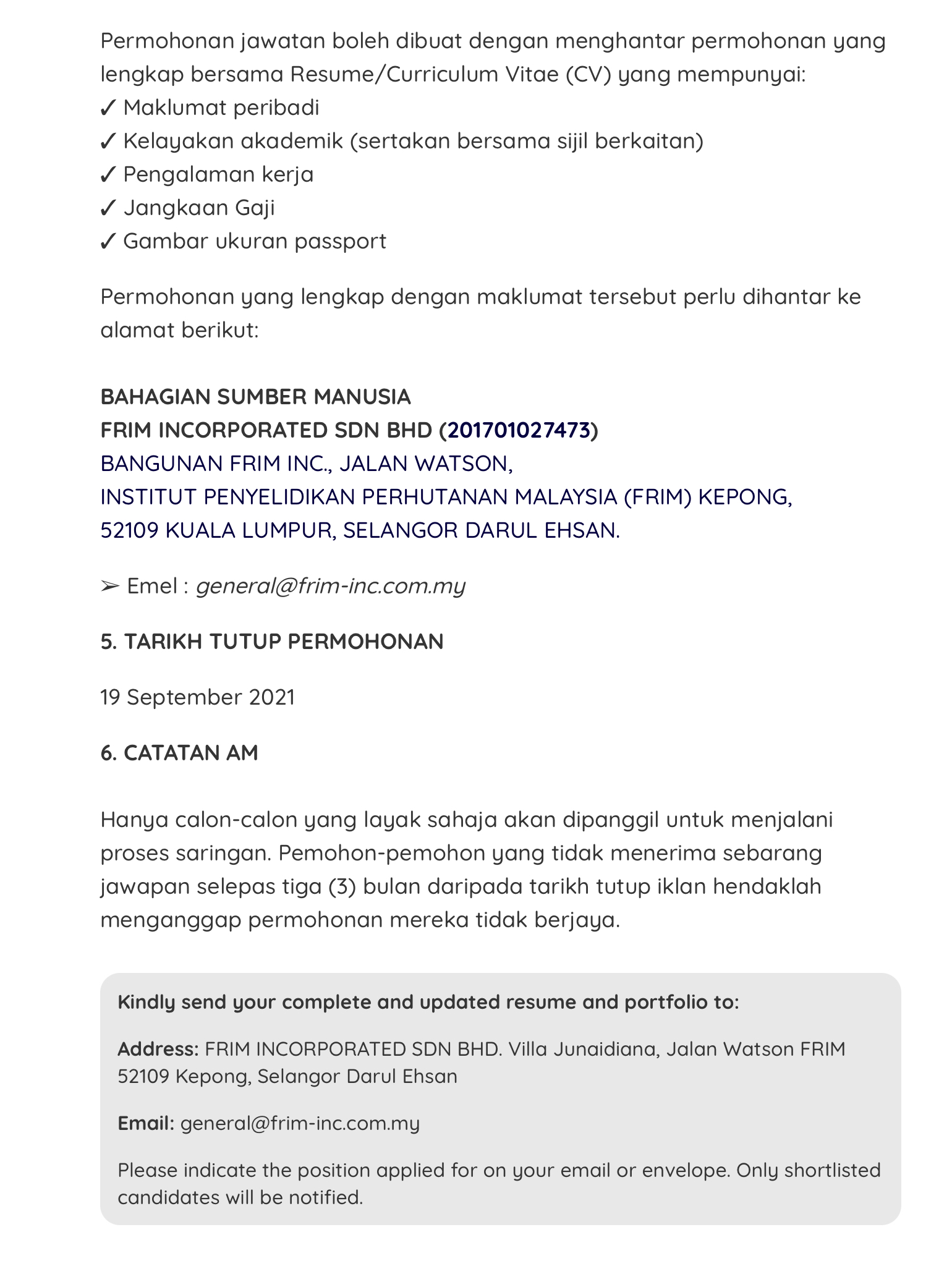 Kerja Kosong Di FIRM Incorporated 