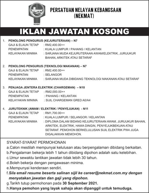 Kerja Kosong Di Persatuan Nelayan Kebangsaan