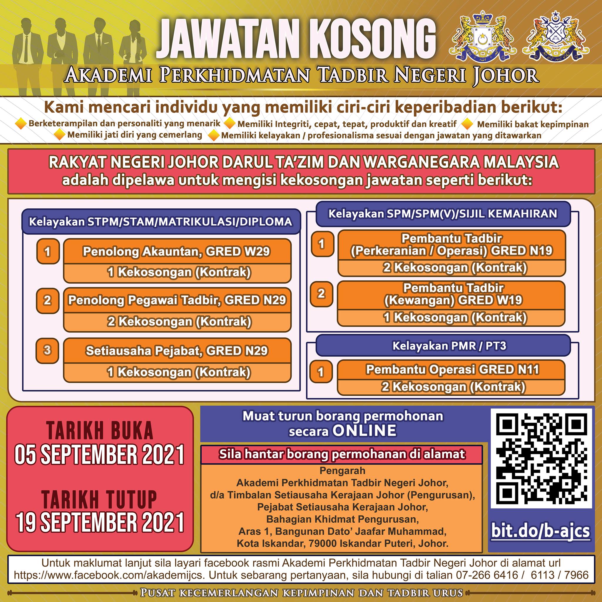 Kerja Kosong Di Akademi Perkhidmatan Tadbir Negeri Johor