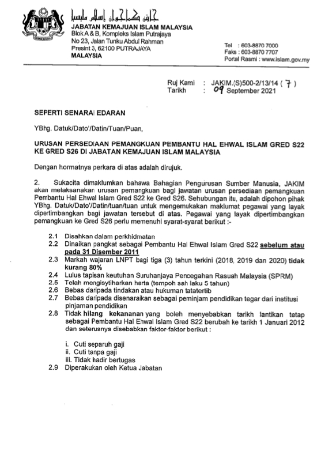 Kerja Kosong Di Jabatan Kemajuan Islam Malaysia 