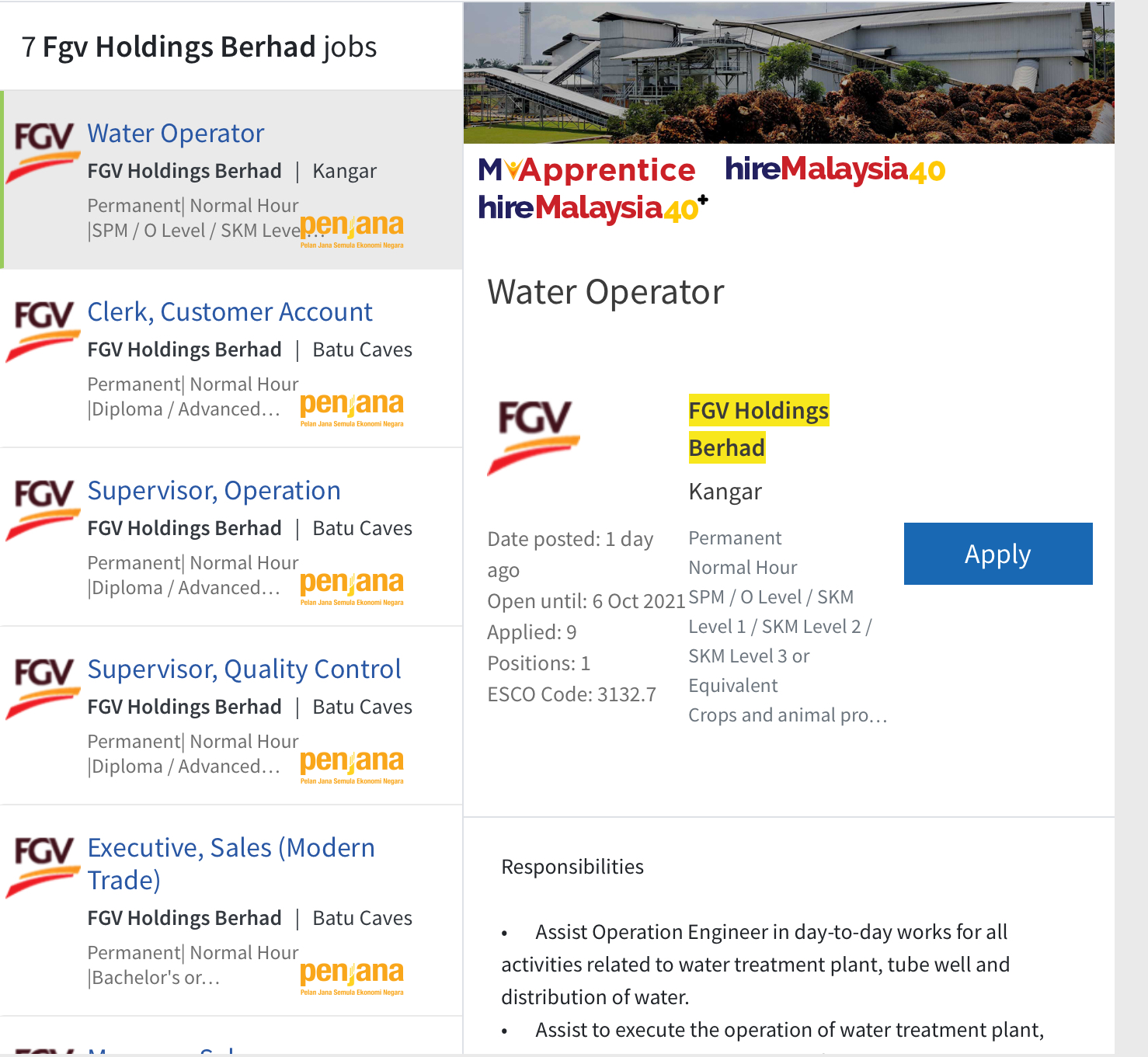 Kerja Kosong Di FGV Holdings Berhad 